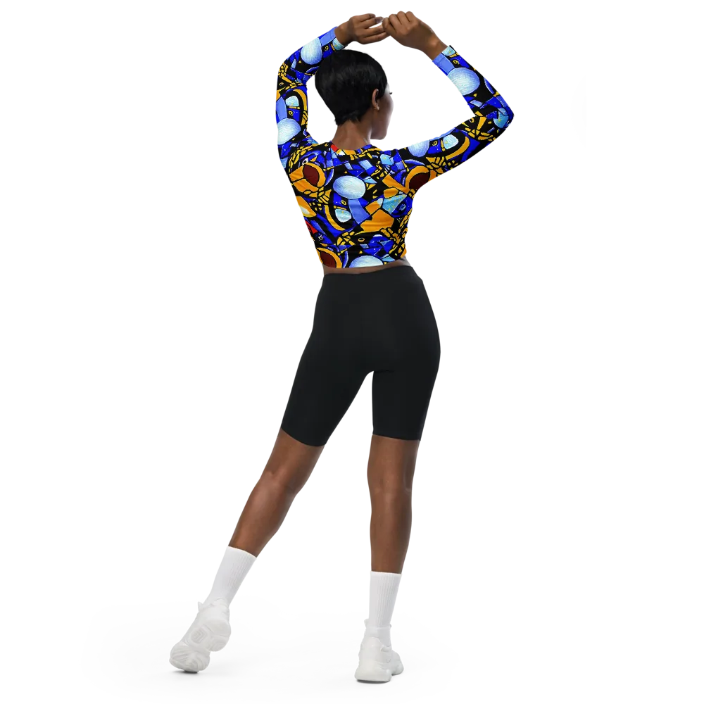 Cosmic Tessellation on Long Sleeve Crop Top — Back