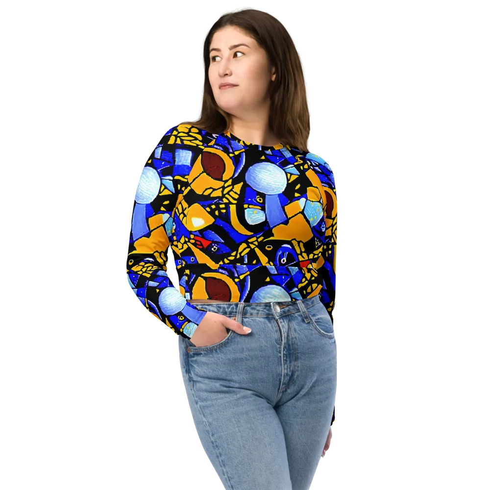 Cosmic Tessellation on Long Sleeve Crop Top — Front