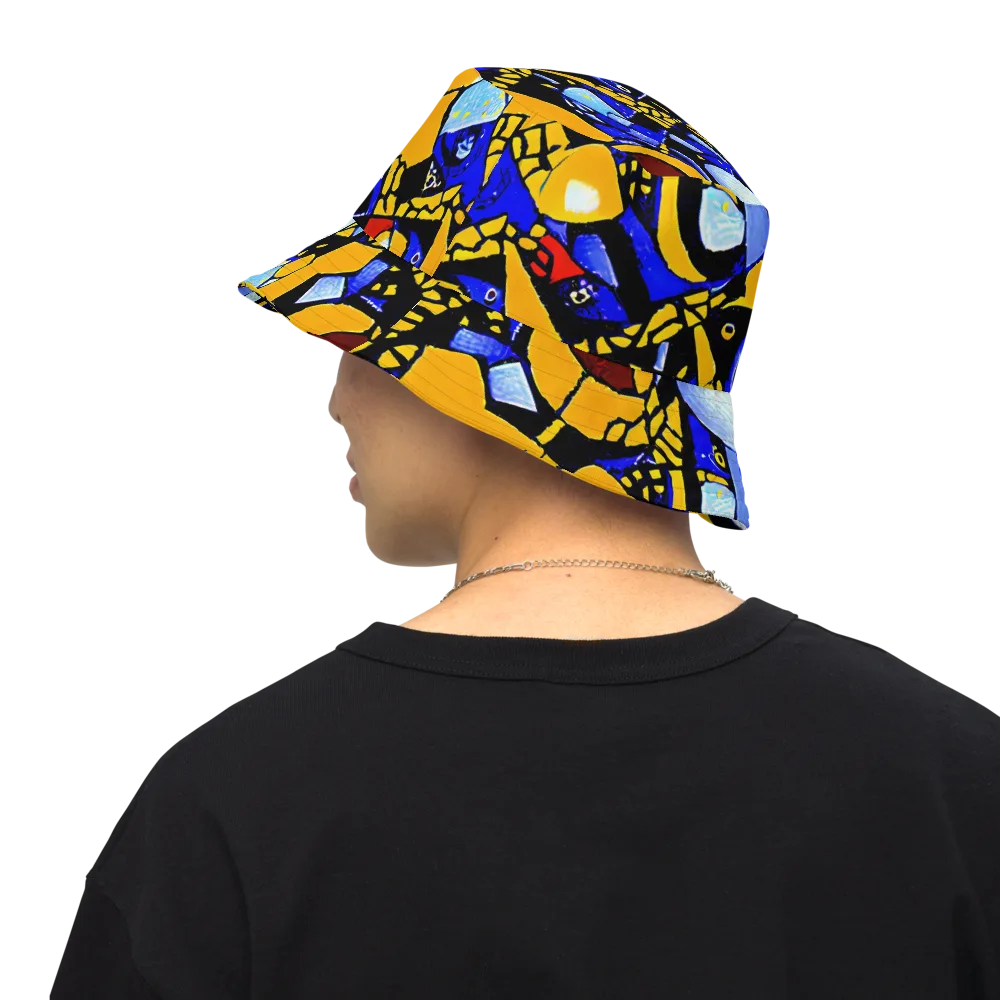 Cosmic Tessellation on Reversible Bucket Hat — Back Inside