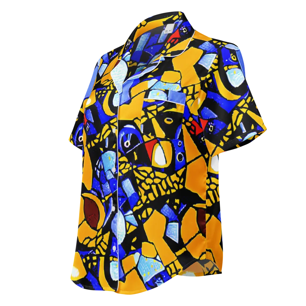 Cosmic Tessellation on Women's Short Sleeve Pajama Top — Left Front
