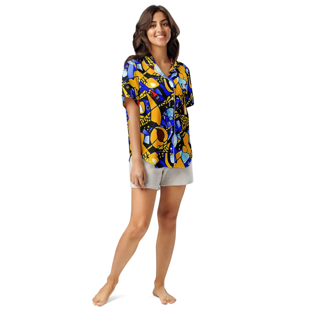 Cosmic Tessellation on Women's Short Sleeve Pajama Top — Front