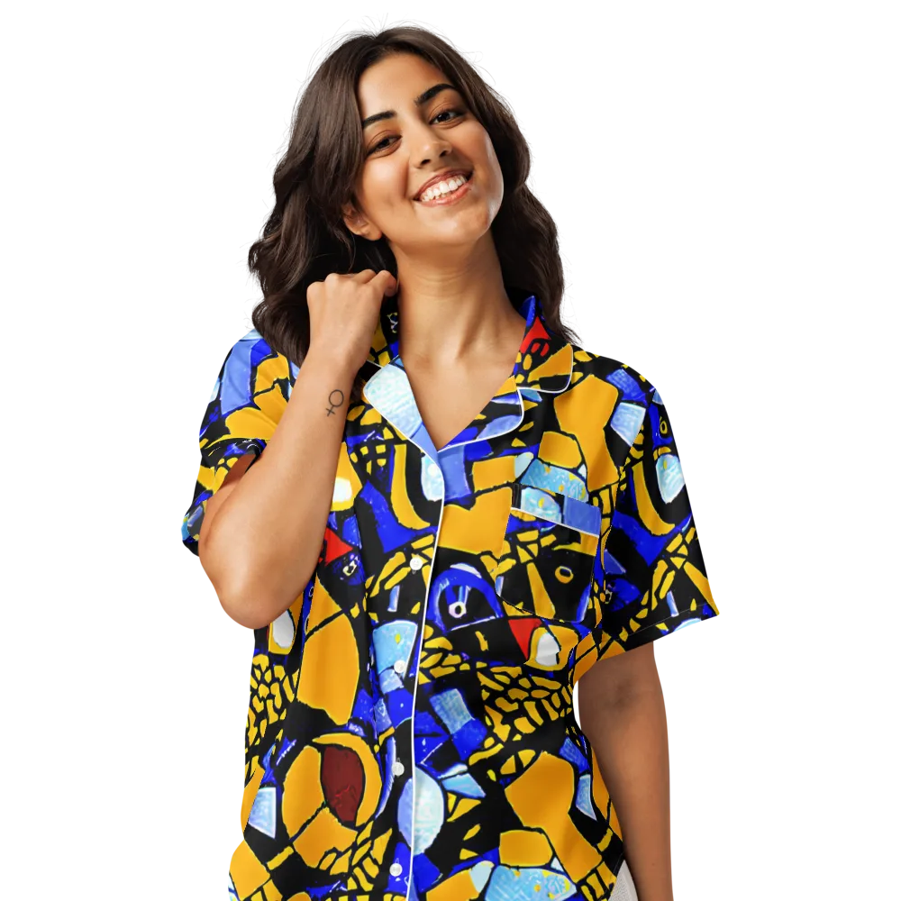 Cosmic Tessellation on Women's Short Sleeve Pajama Top — Front