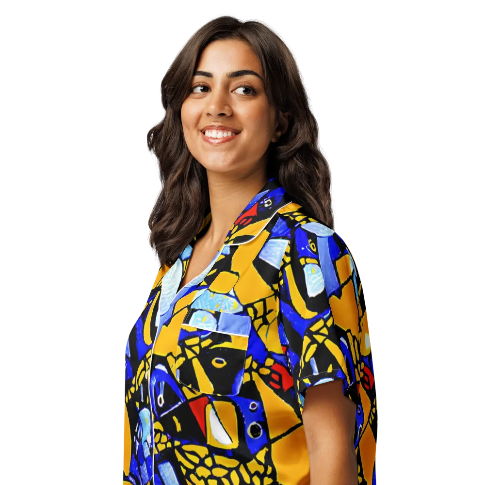 Cosmic Tessellation on Women's Short Sleeve Pajama Top — Left Front