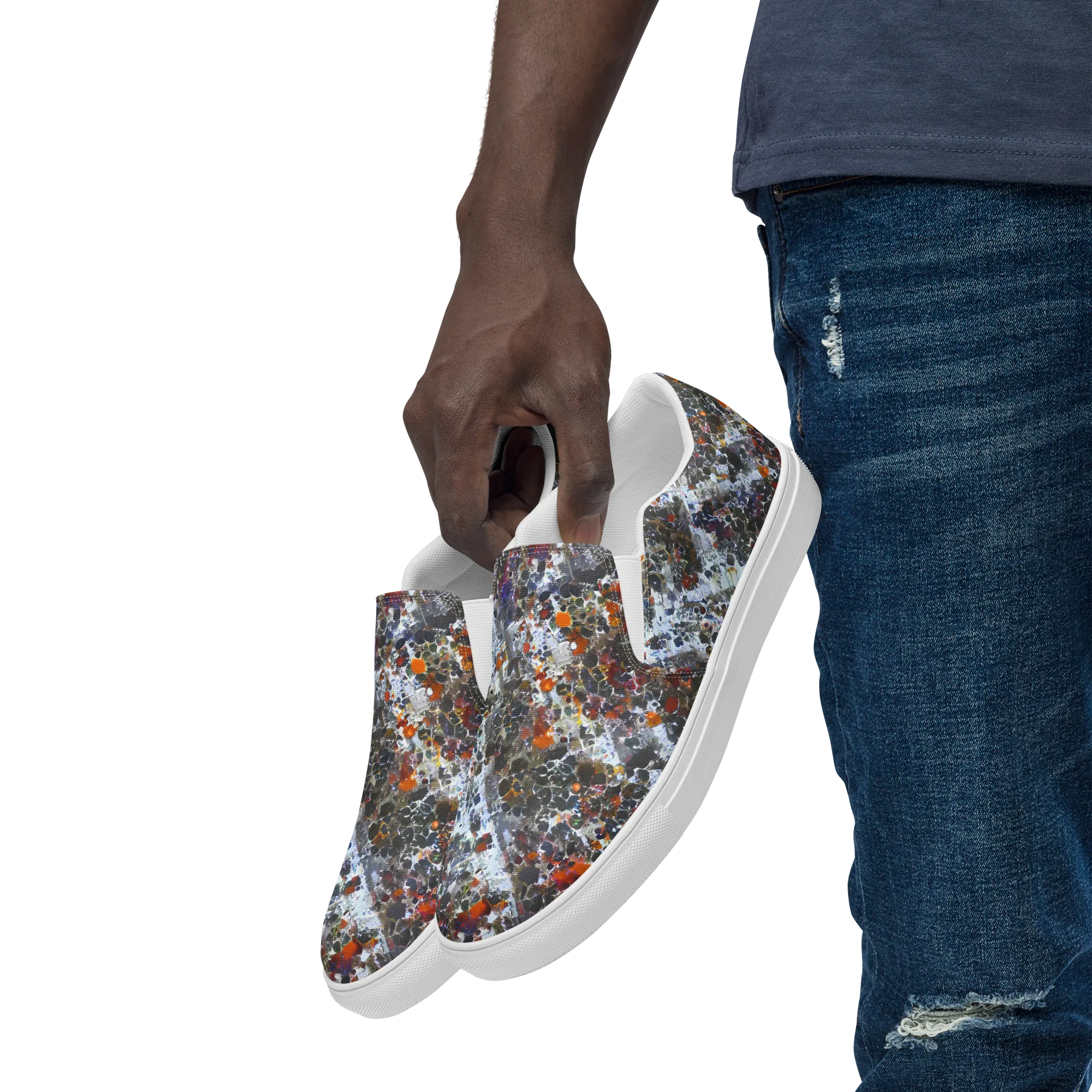 Shattered Alchemy on Men's Slip-On Canvas Shoes — Left Front