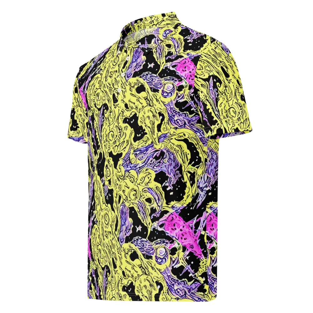 Acid Etching on Men's Slim Fit Polo Shirt — Left Front