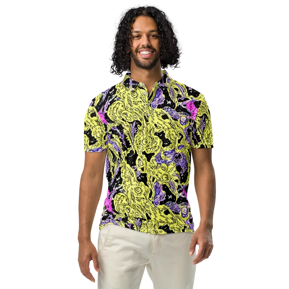 Acid Etching on Men's Slim Fit Polo Shirt — Front