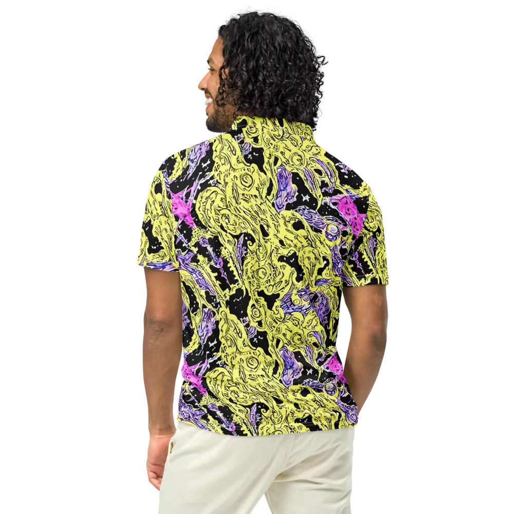 Acid Etching on Men's Slim Fit Polo Shirt — Back