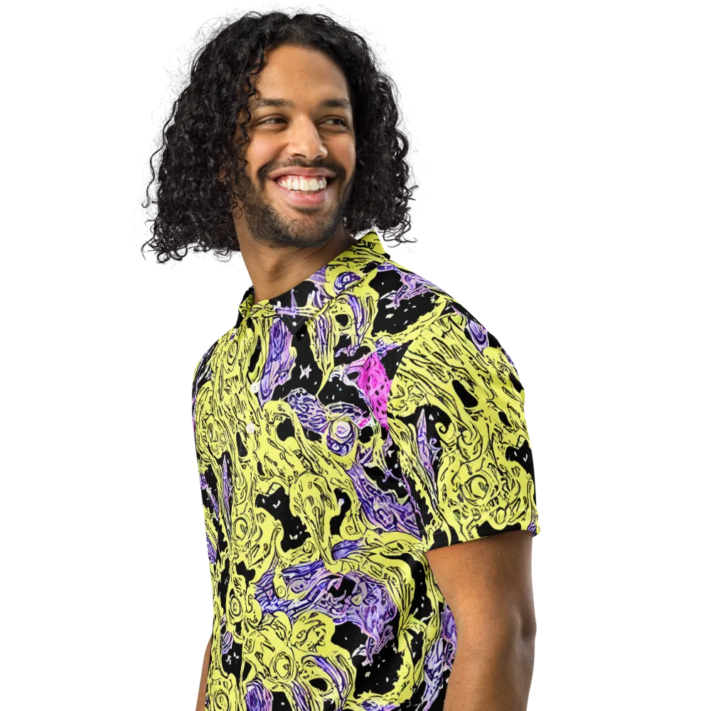Acid Etching on Men's Slim Fit Polo Shirt — Left Front