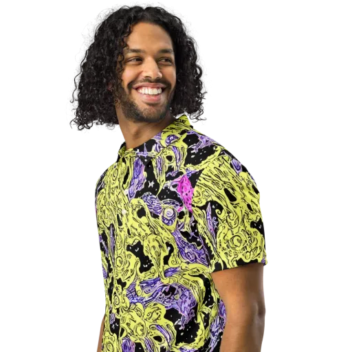 Acid Etching on a Men's Slim Fit Polo Shirt