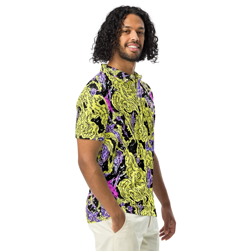 Acid Etching on Men's Slim Fit Polo Shirt — Right Front