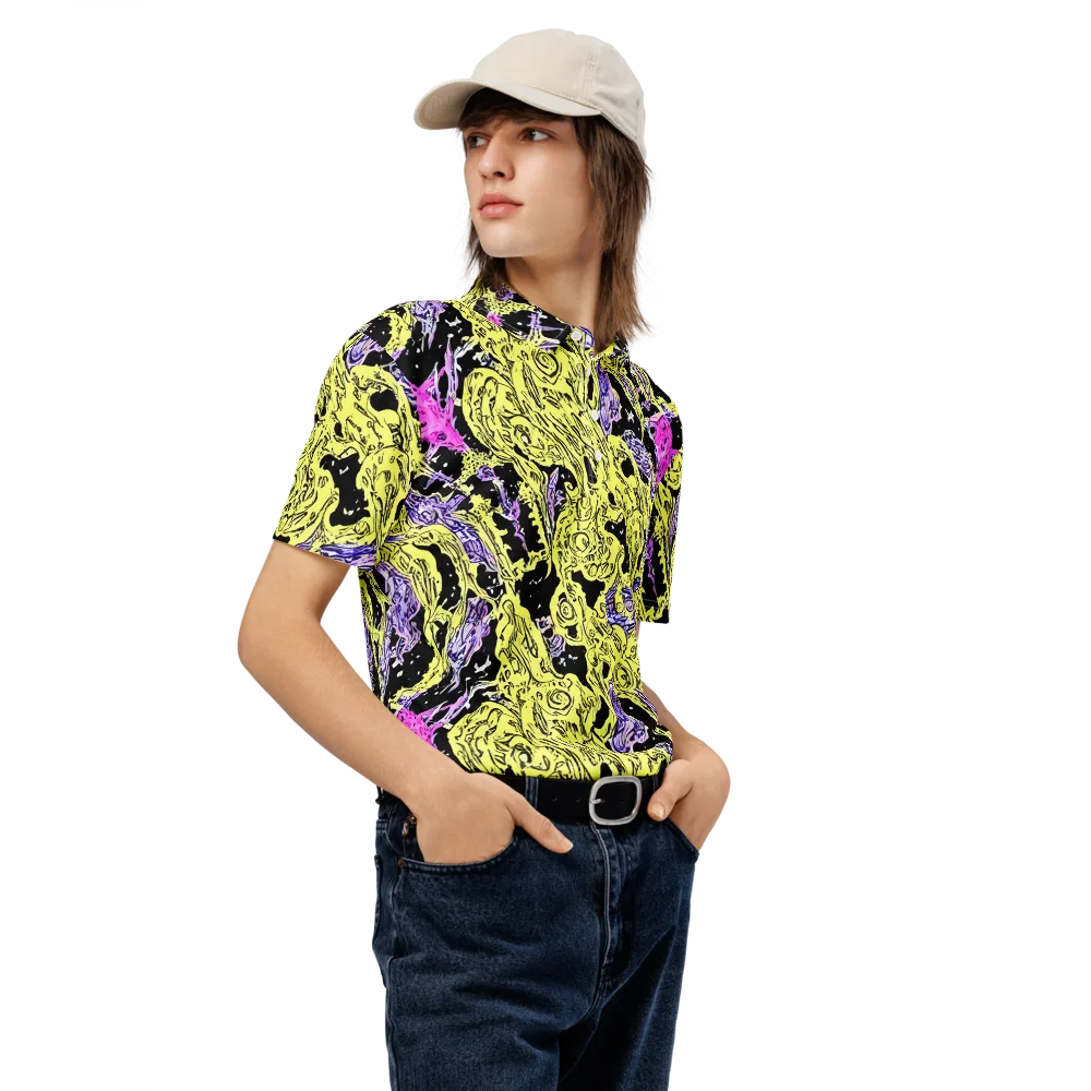 Acid Etching on Men's Slim Fit Polo Shirt — Right Front