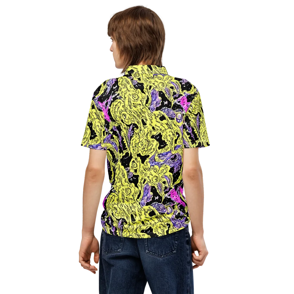 Acid Etching on Men's Slim Fit Polo Shirt — Back