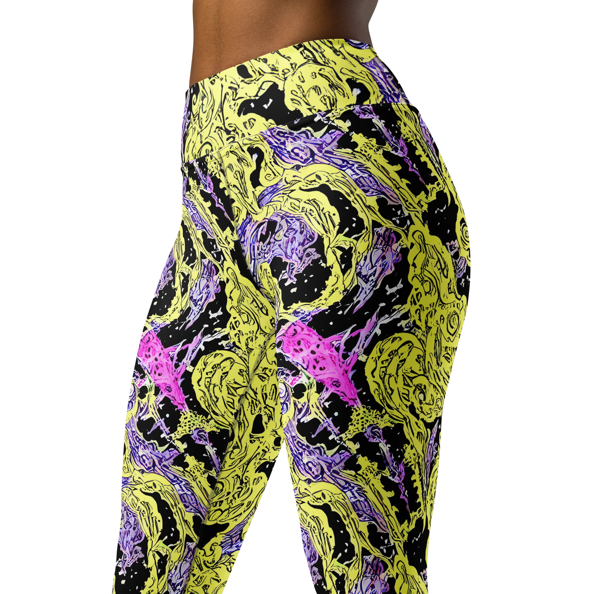 Acid Etching on Yoga Leggings — Left Front