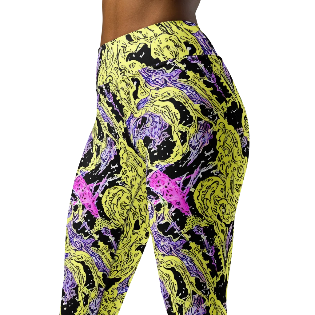 Acid Etching on Yoga Leggings — Left Front