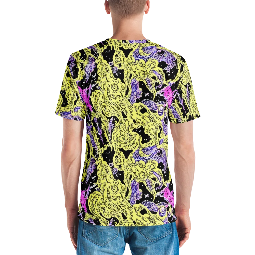 Acid Etching on Men's Crew Neck T-Shirt — Back