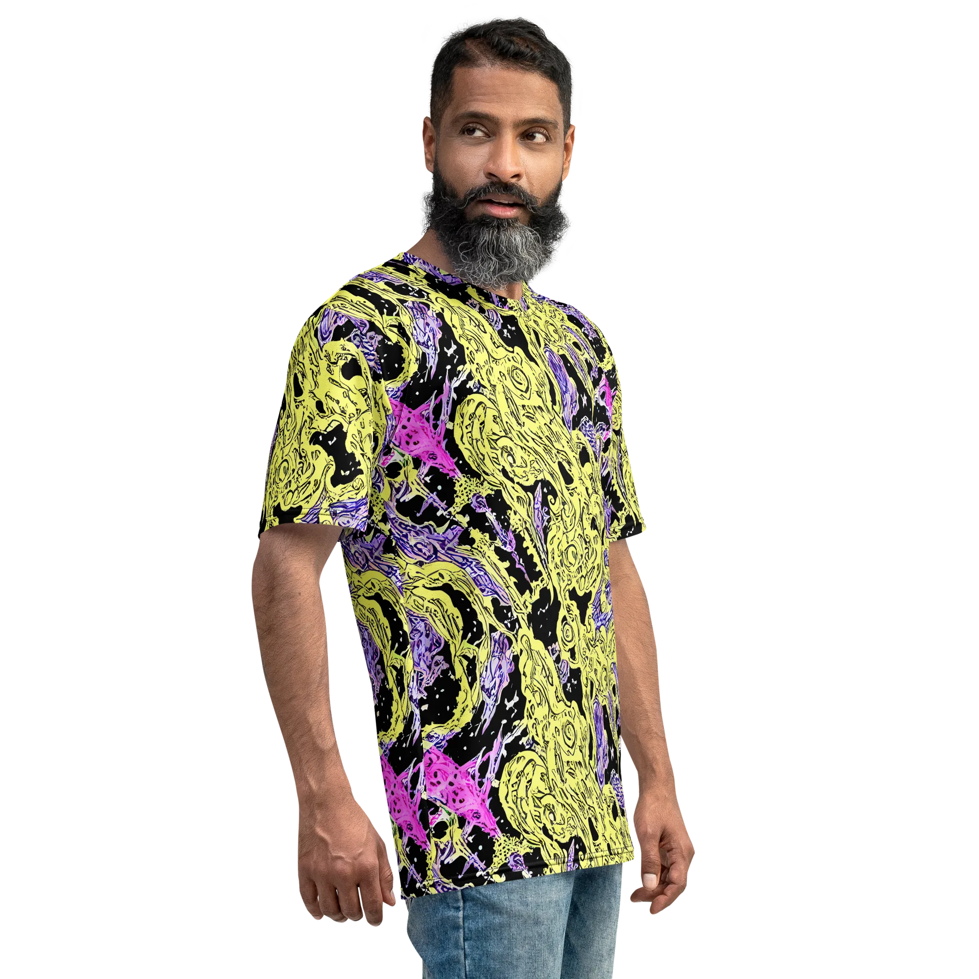 Acid Etching on Men's Crew Neck T-Shirt — Right