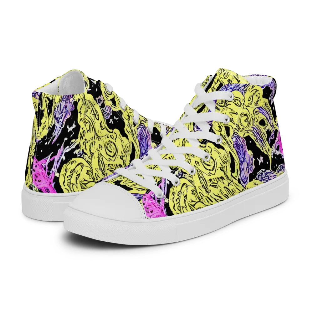 Acid Etching on Men's High Top Canvas Shoes — Left