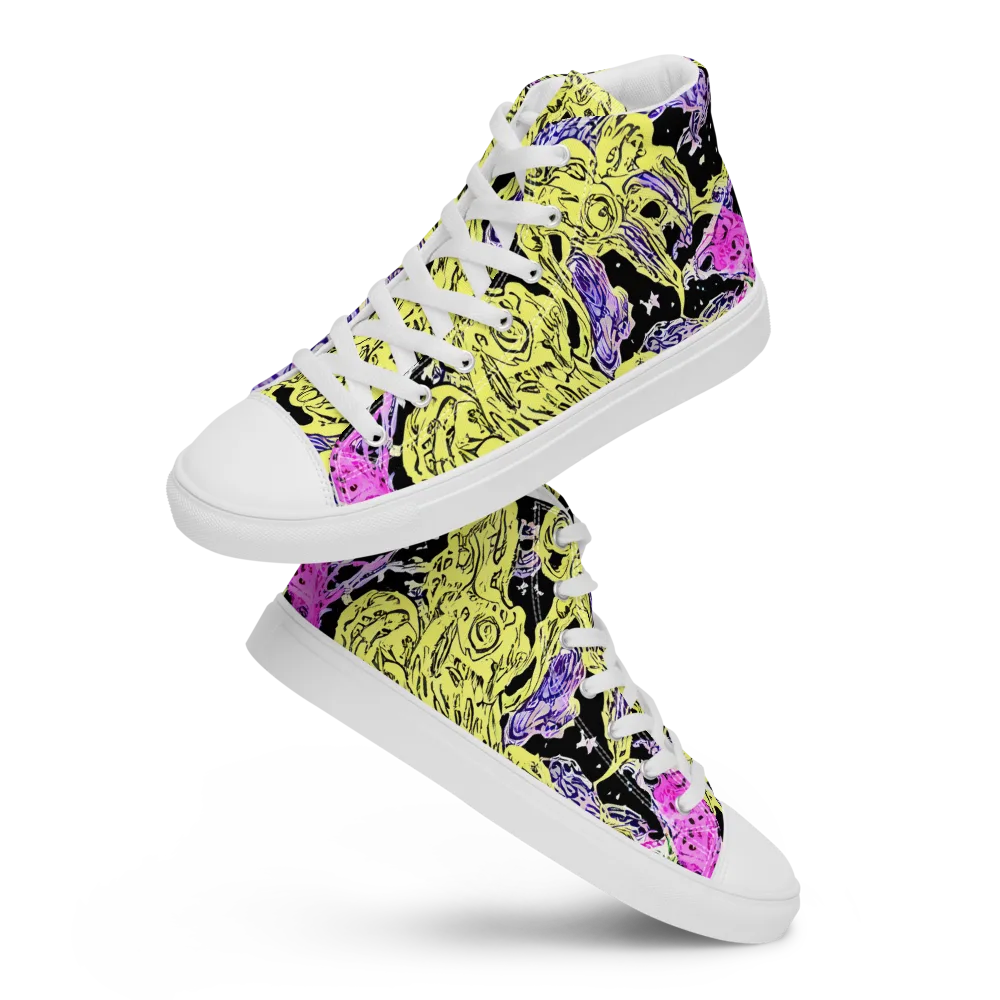 Acid Etching on Men's High Top Canvas Shoes — Front