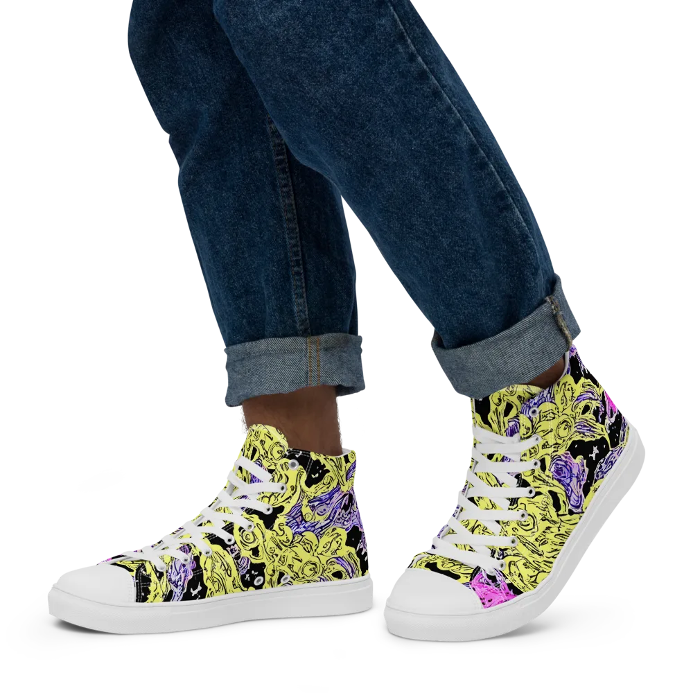 Acid Etching on Men's High Top Canvas Shoes — Left