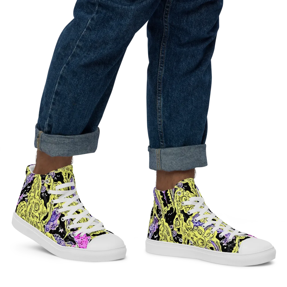 Acid Etching on Men's High Top Canvas Shoes — Right