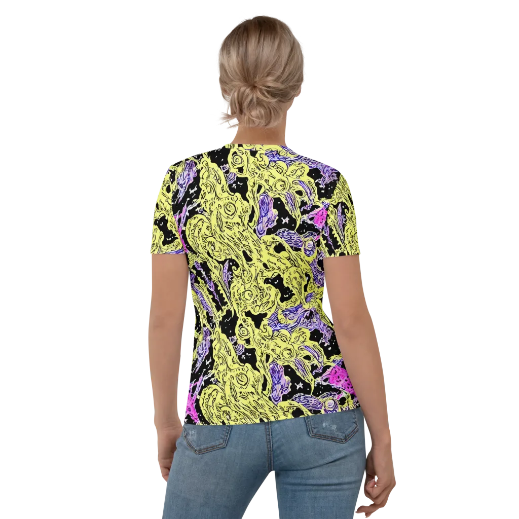 Acid Etching on Women's Crew Neck T-Shirt — Back