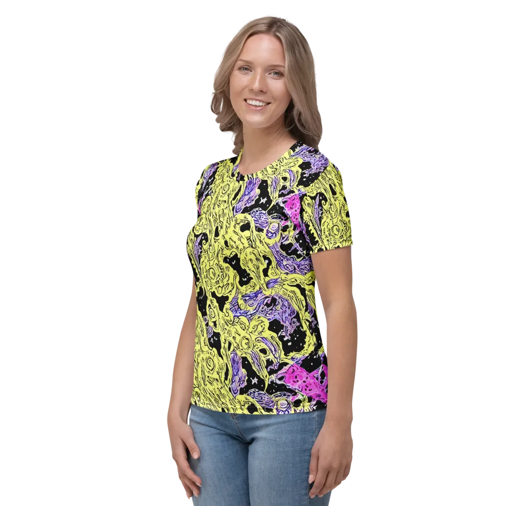 Acid Etching on Women's Crew Neck T-Shirt — Left