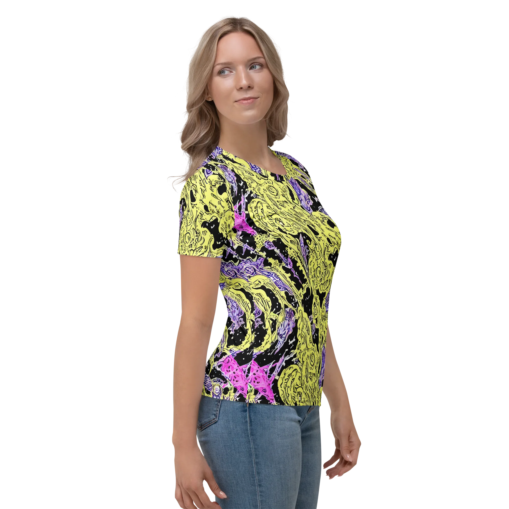 Acid Etching on Women's Crew Neck T-Shirt — Right