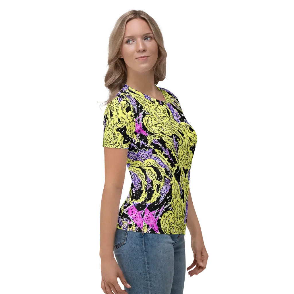 Acid Etching on Women's Crew Neck T-Shirt — Right