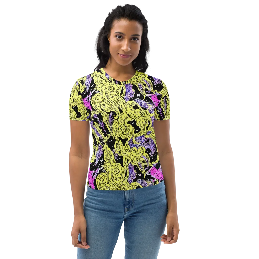 Acid Etching on Women's Crew Neck T-Shirt — Front