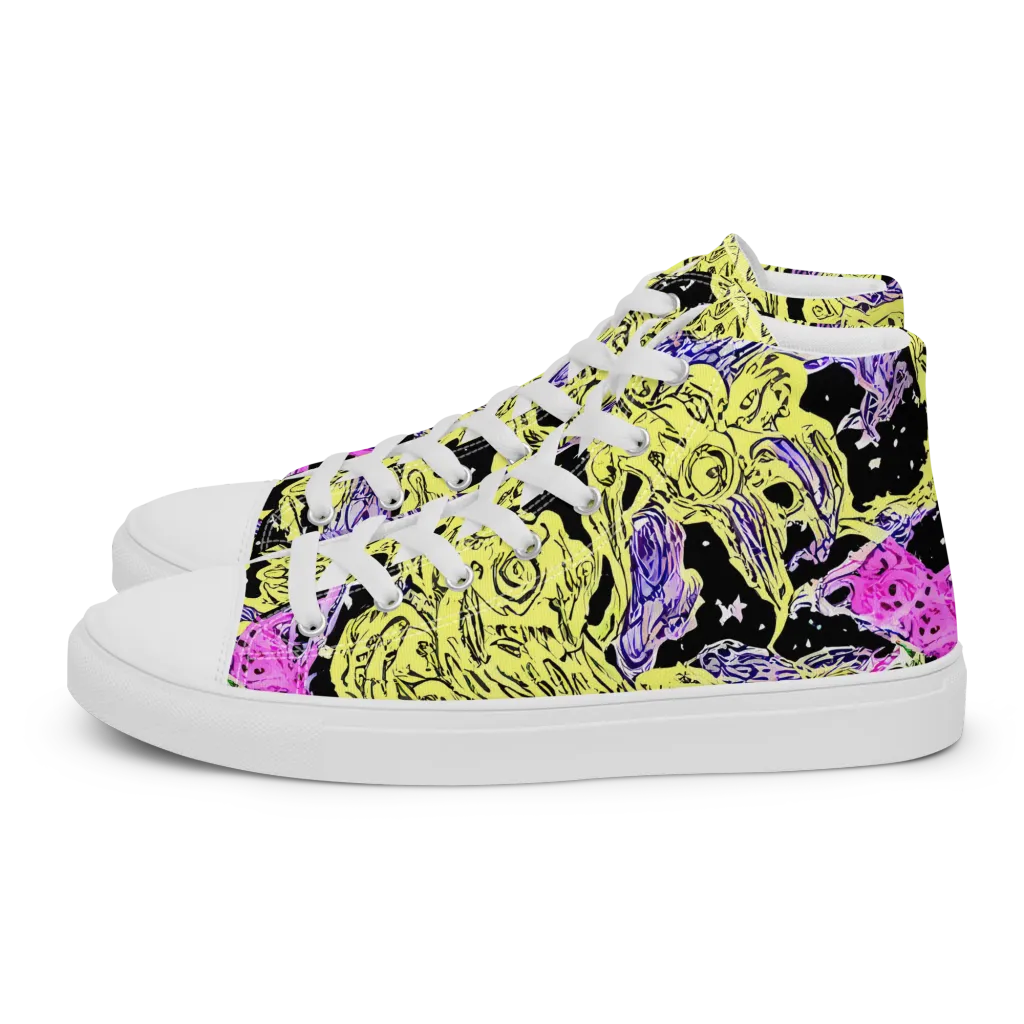 Acid Etching on Women's High Top Canvas Shoes — Left