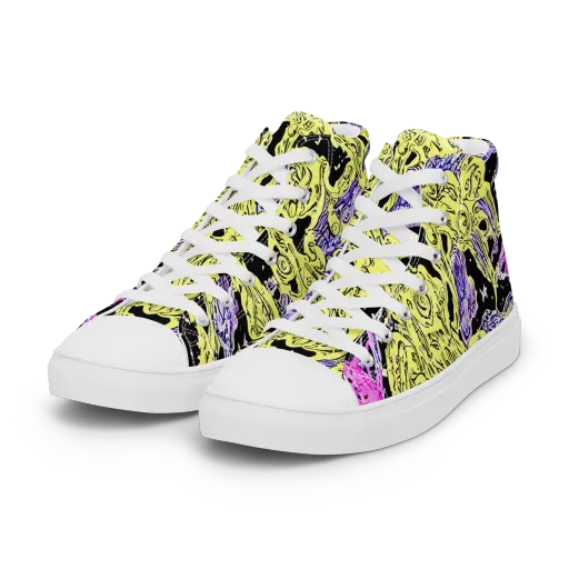 Acid Etching on a Women's High Top Canvas Shoes
