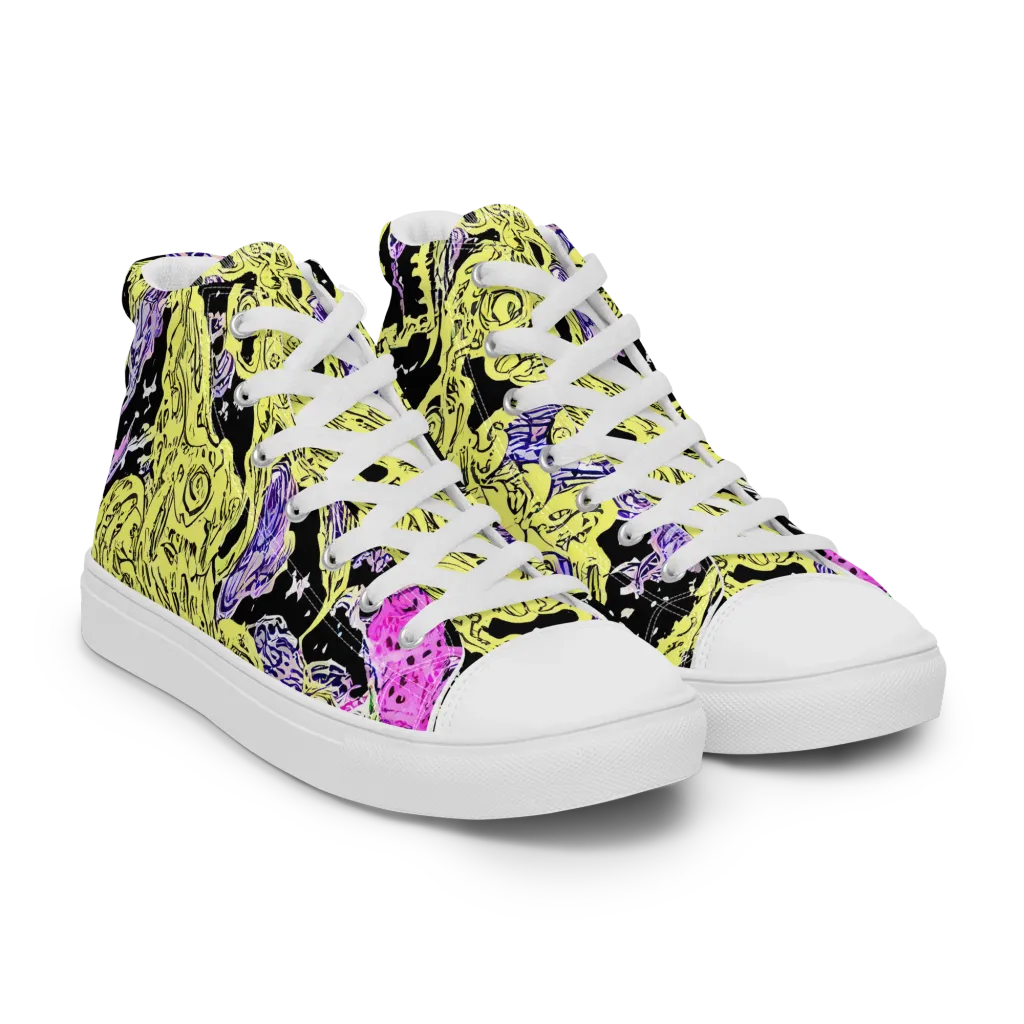 Acid Etching on Women's High Top Canvas Shoes — Right Front