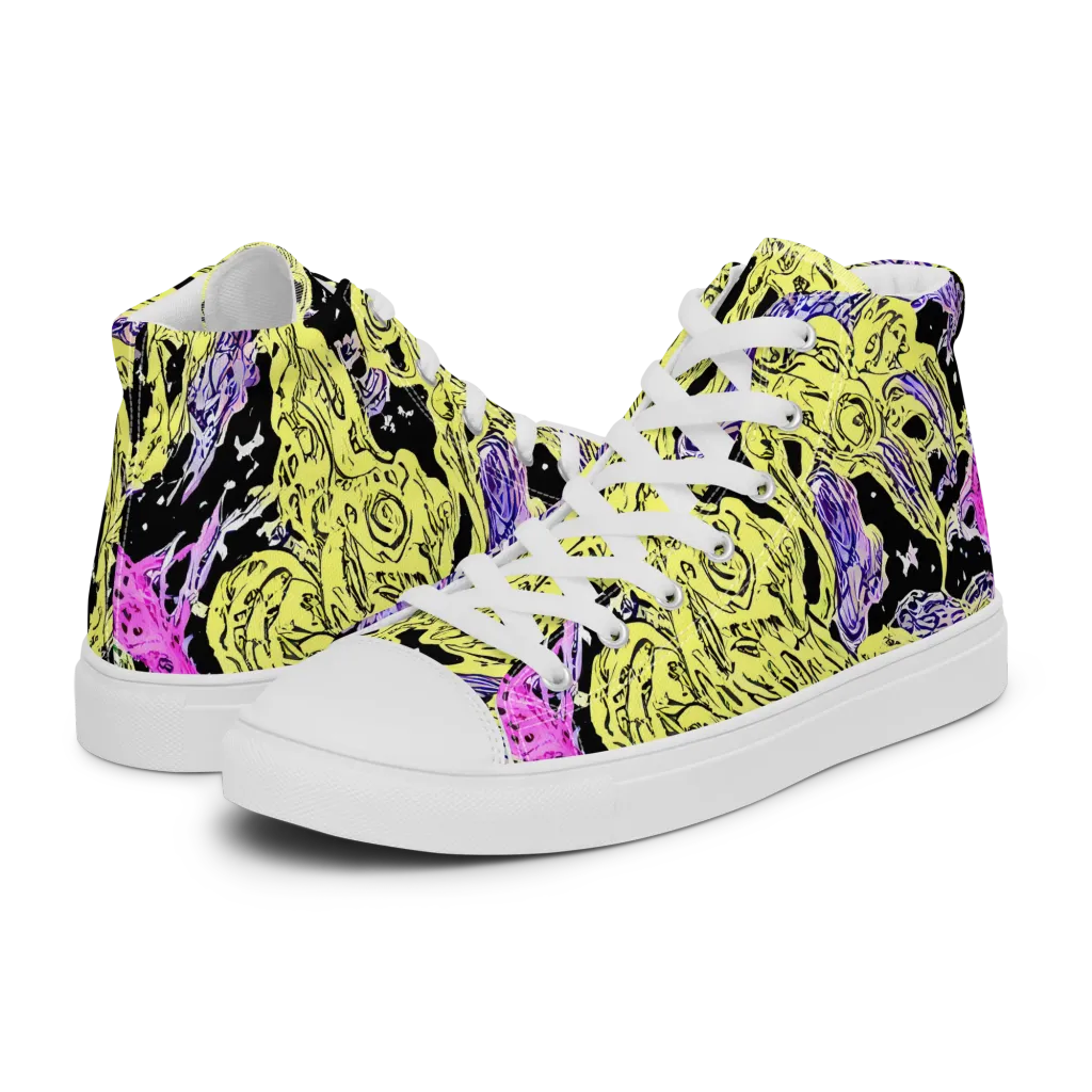Acid Etching on Women's High Top Canvas Shoes — Left