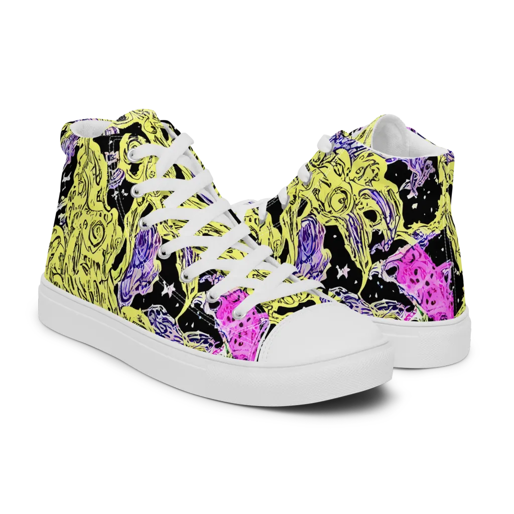 Acid Etching on Women's High Top Canvas Shoes — Right