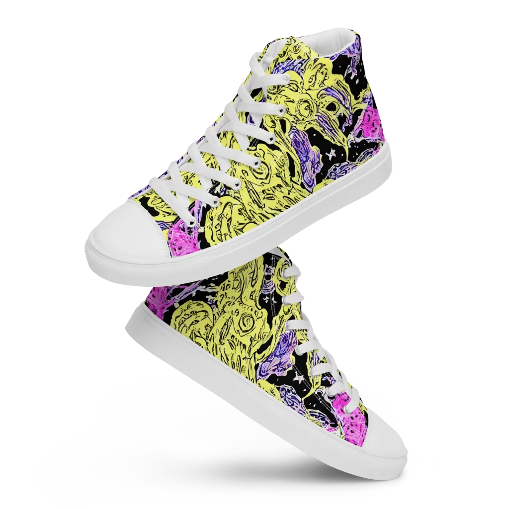 Acid Etching on Women's High Top Canvas Shoes — Front