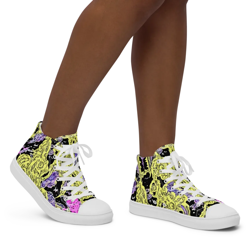 Acid Etching on Women's High Top Canvas Shoes — Right