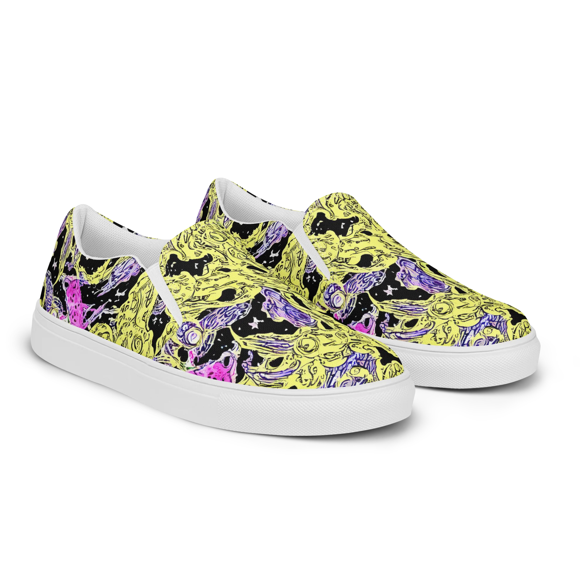 Acid Etching on Men's Slip-On Canvas Shoes — Right Front
