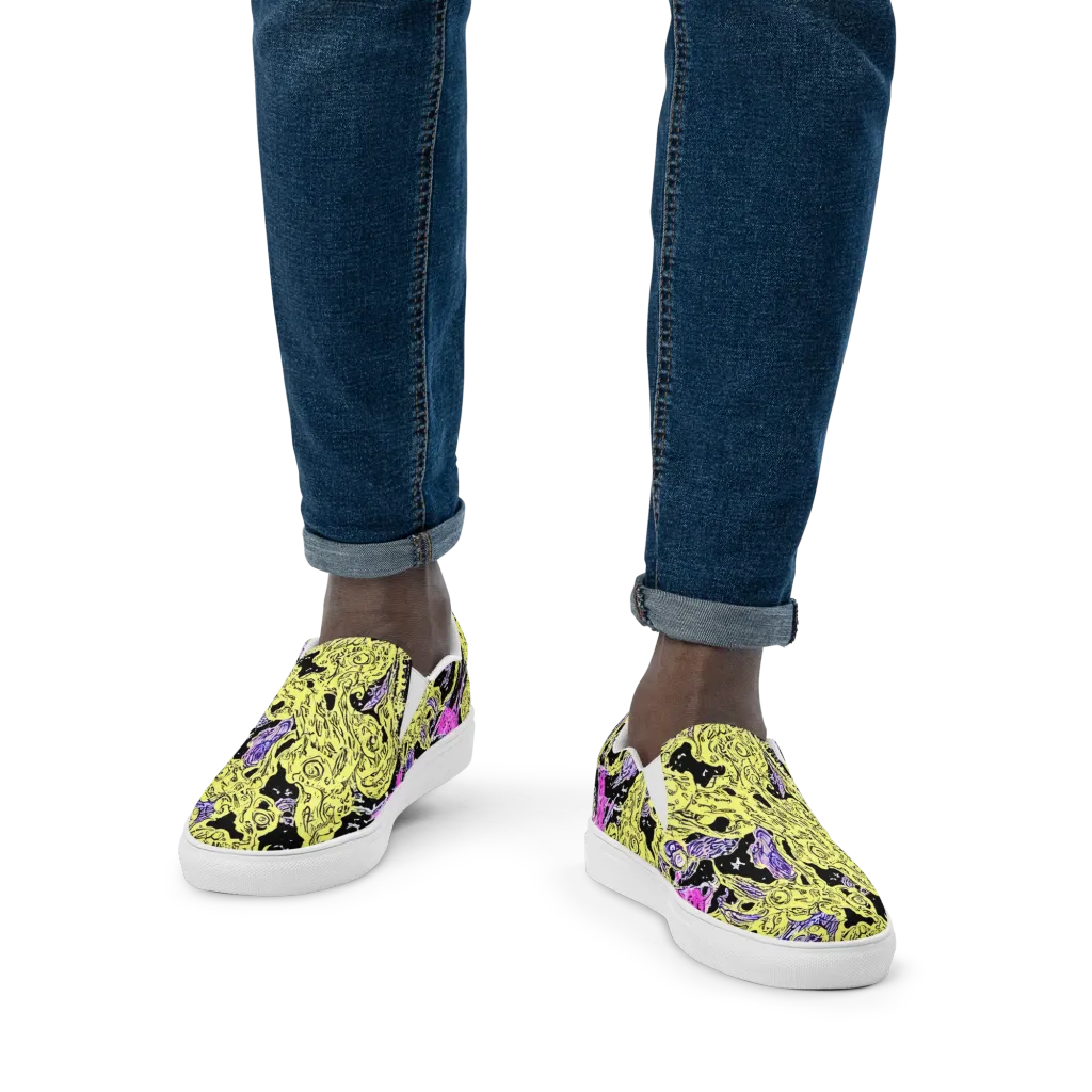 Acid Etching on Men's Slip-On Canvas Shoes — Front