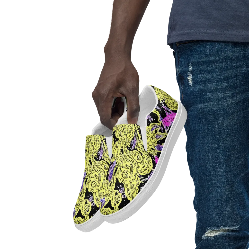 Acid Etching on Men's Slip-On Canvas Shoes — Left Front
