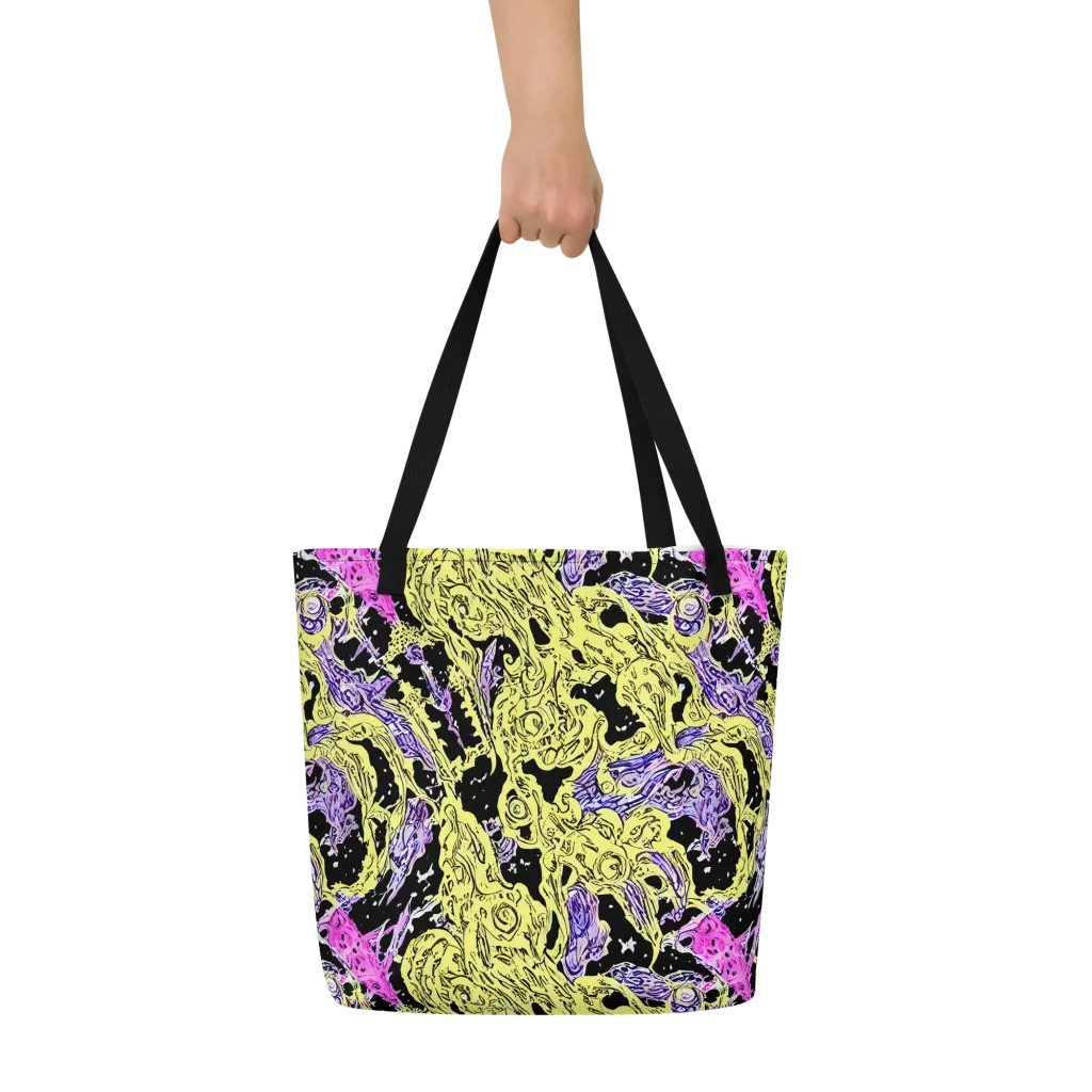 Acid Etching on Large Tote Bag W/ Pocket — Front