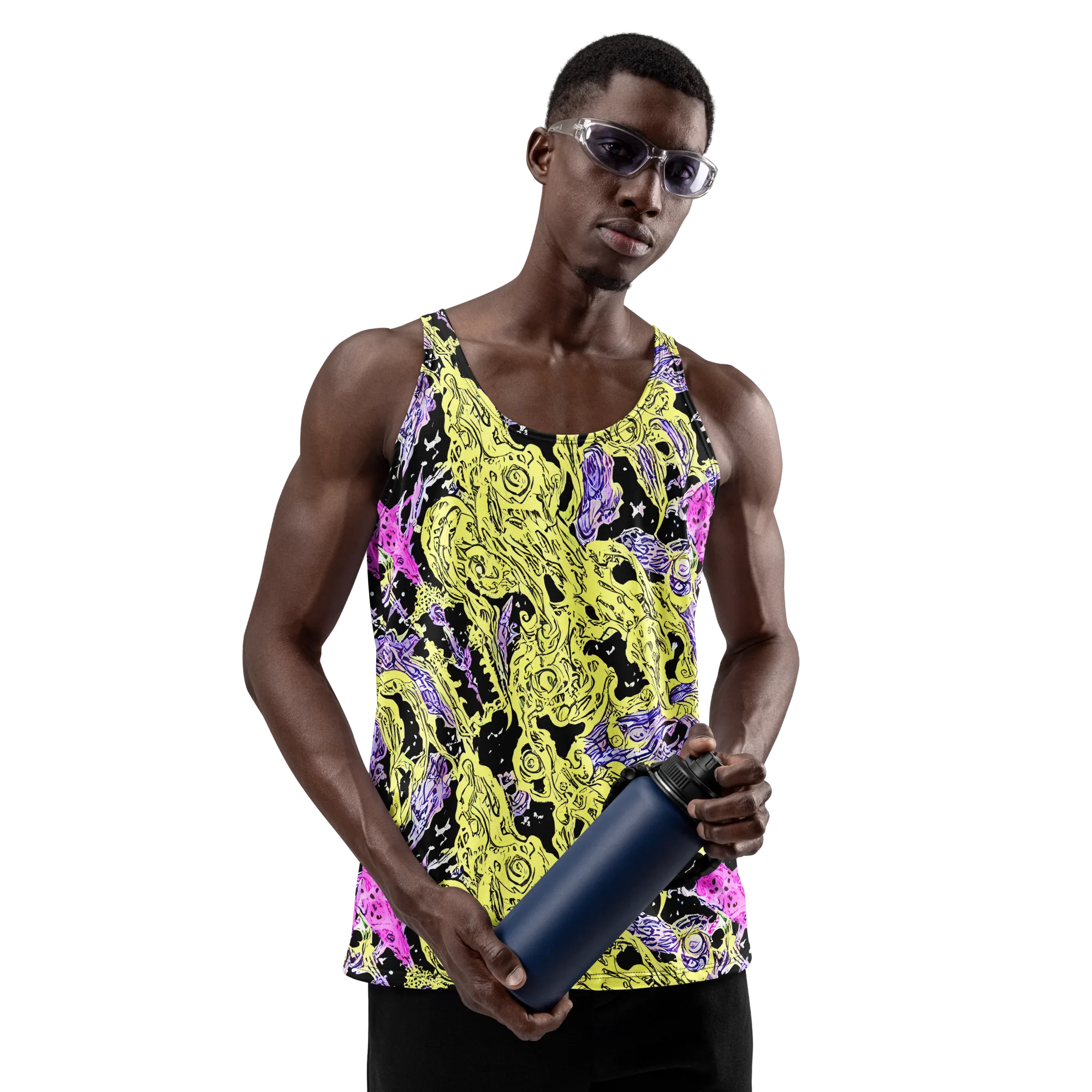 Acid Etching on Men's Tank Top — Front