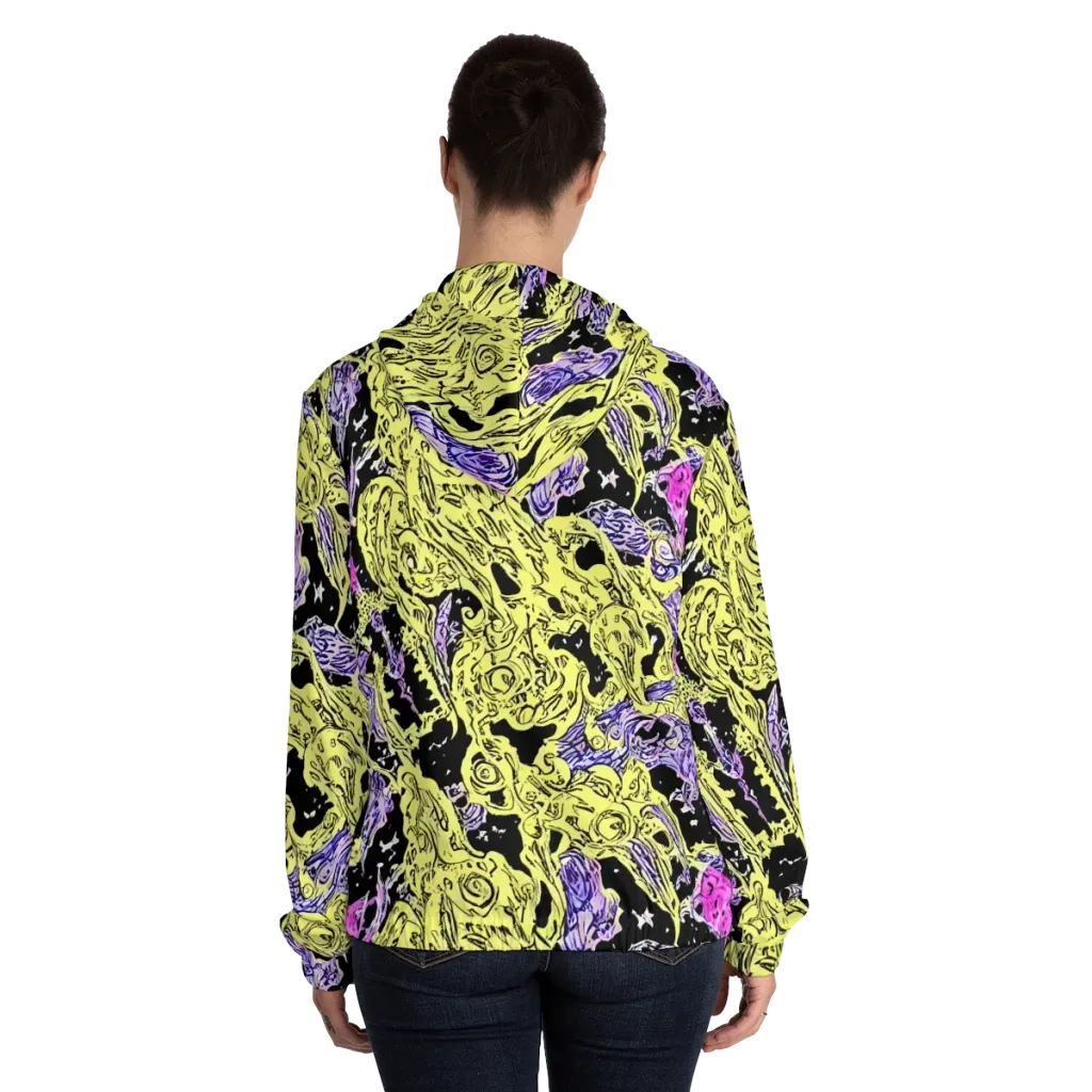 Acid Etching on Women's Full-Zip Hoodie — Back On Person