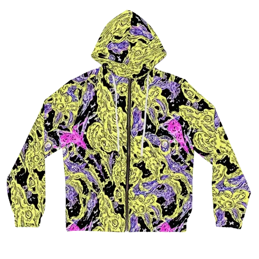 Acid Etching on a Women's Full-Zip Hoodie