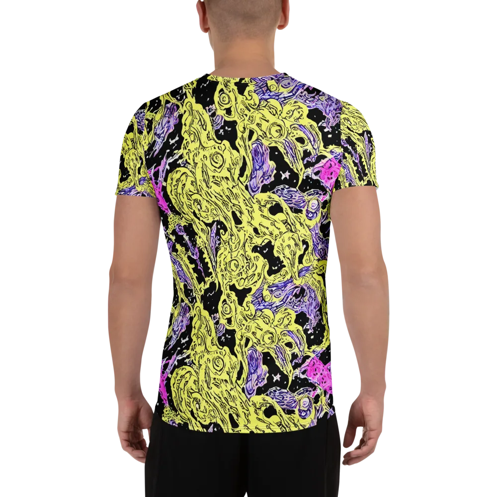 Acid Etching on Men's Athletic T-Shirt — Back