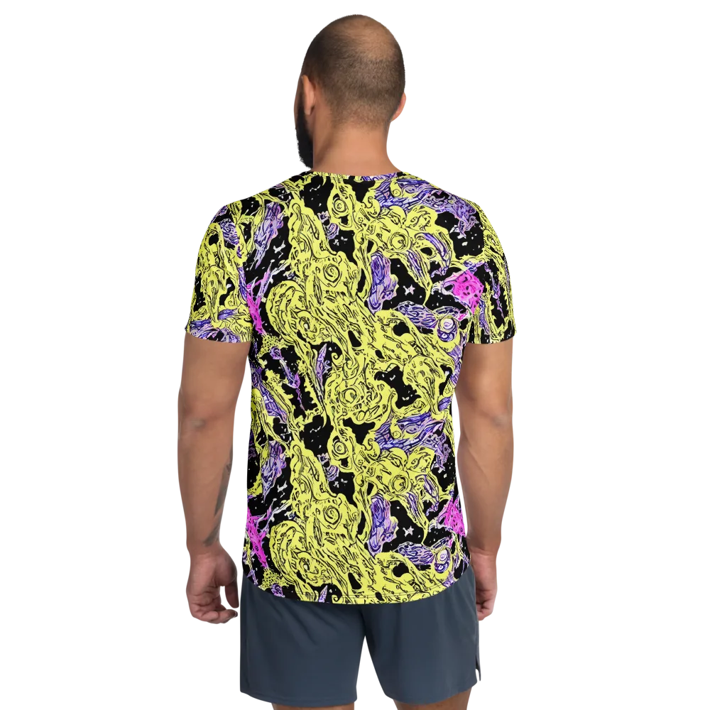 Acid Etching on Men's Athletic T-Shirt — Back