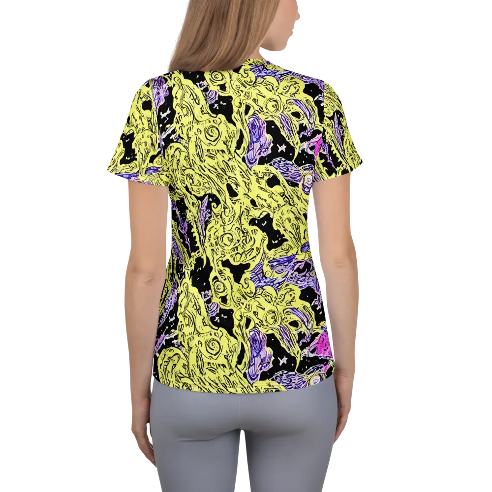 Acid Etching on Women's Athletic T-Shirt — Back