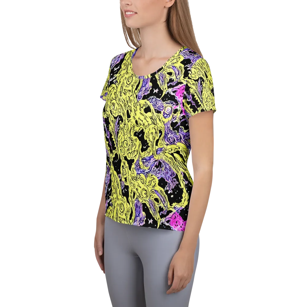 Acid Etching on Women's Athletic T-Shirt — Left