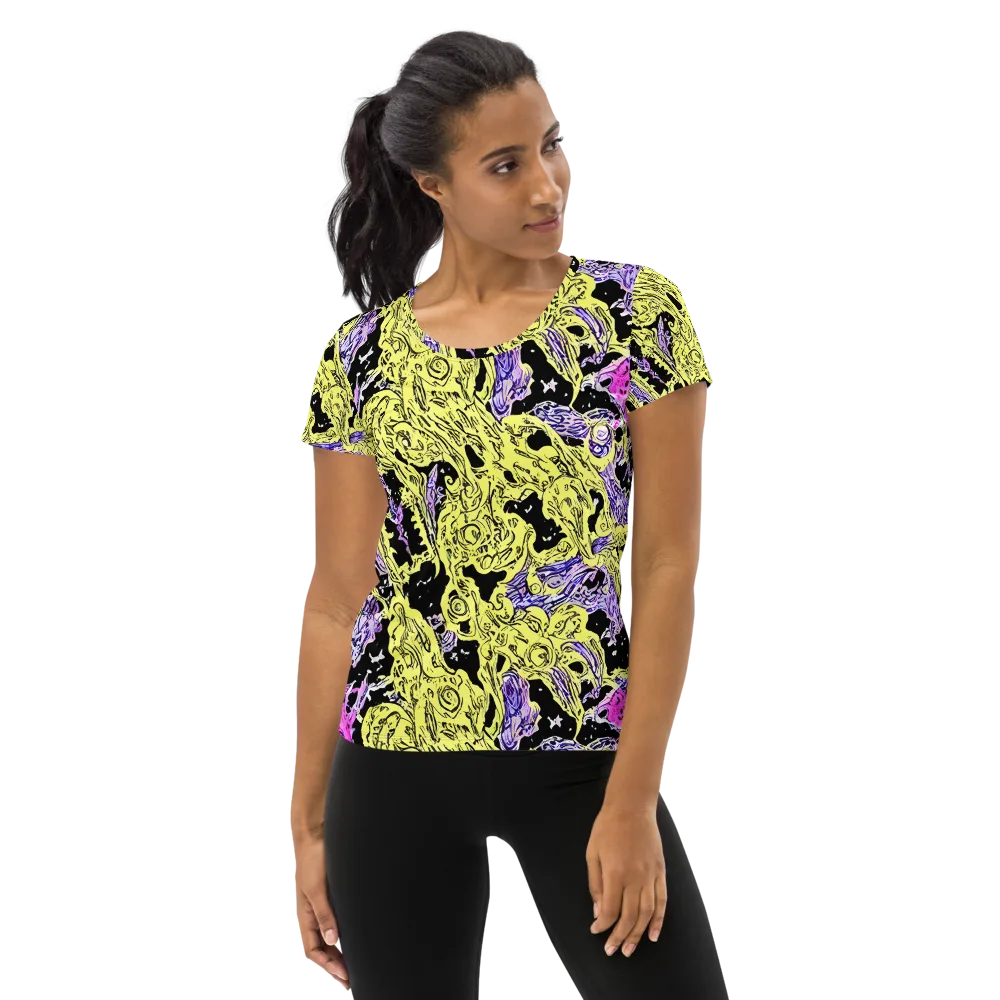 Acid Etching on Women's Athletic T-Shirt — Front