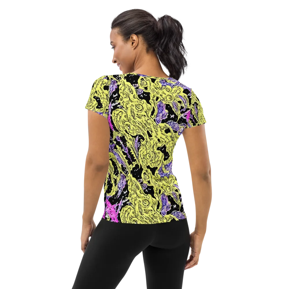 Acid Etching on Women's Athletic T-Shirt — Back
