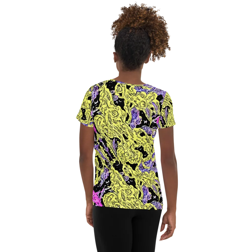 Acid Etching on Women's Athletic T-Shirt — Back